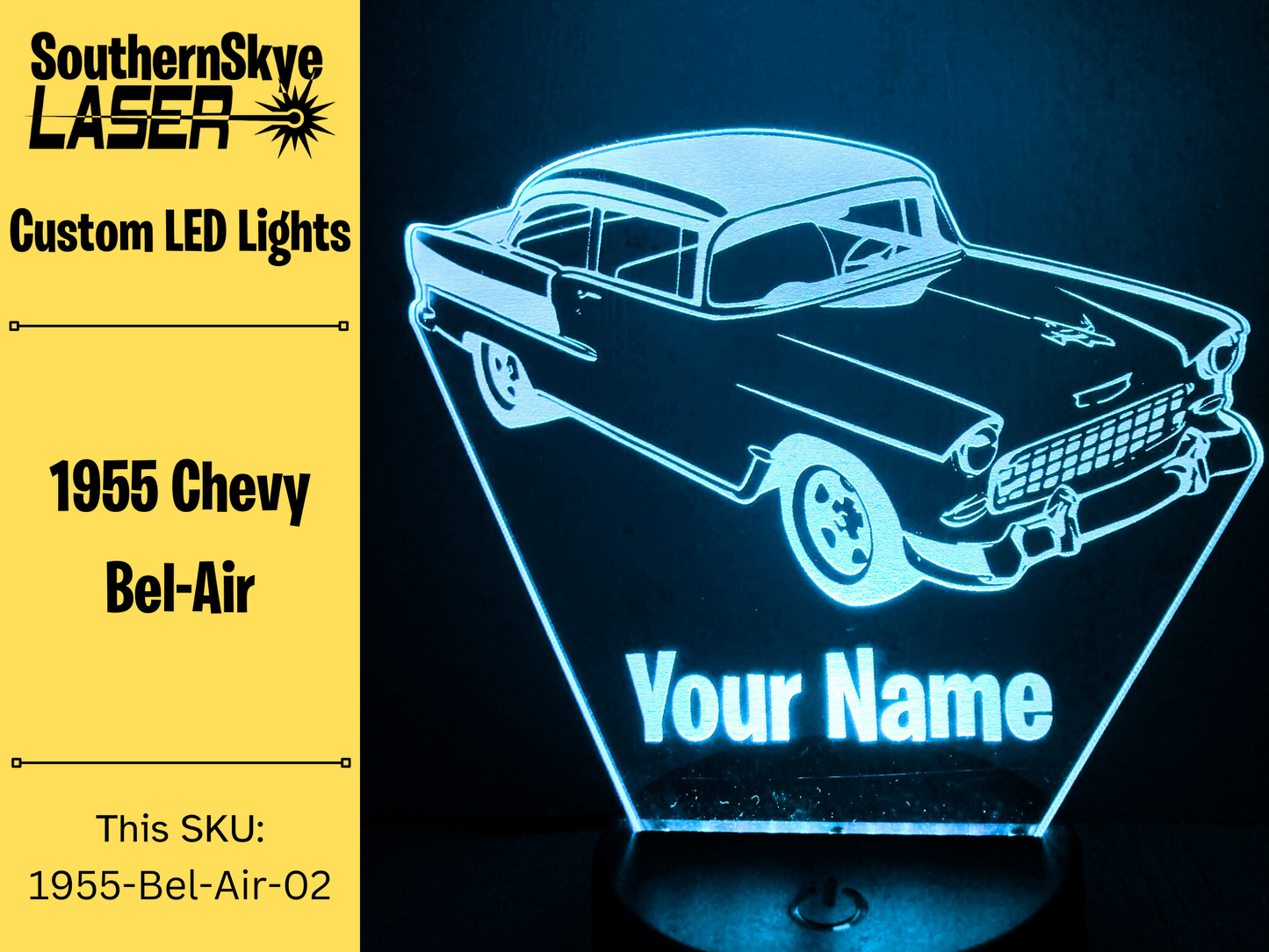 1955 Chevy Bel Air LED Light, Night Light, Desk Light, Personalized Gift