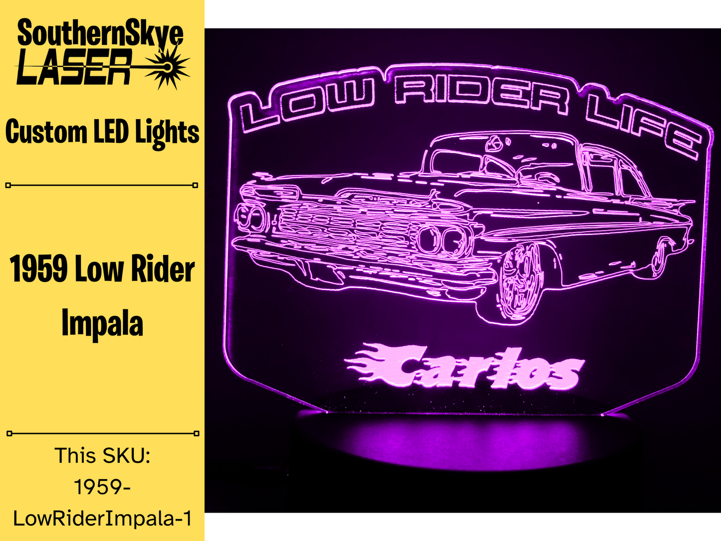 1959 Low-Rider Impala LED Light, Night light, Desk Light, Personalized Gift