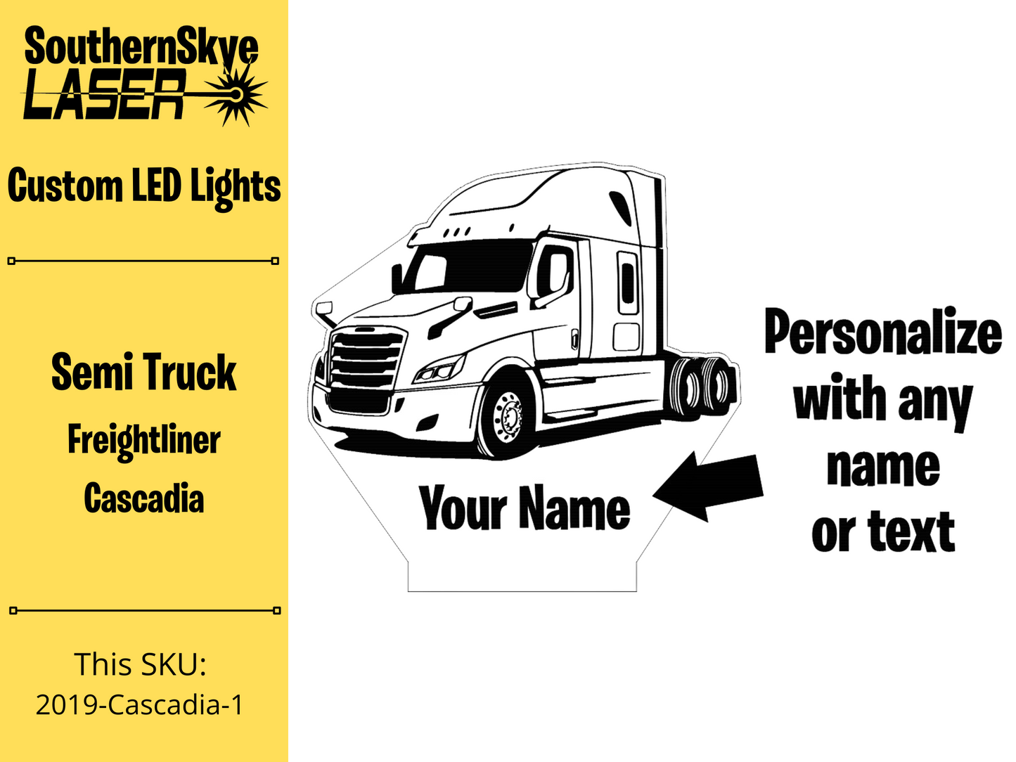 Semi Truck Freightliner Cascadia LED Light, Night Light, Desk Light, Personalized Gift