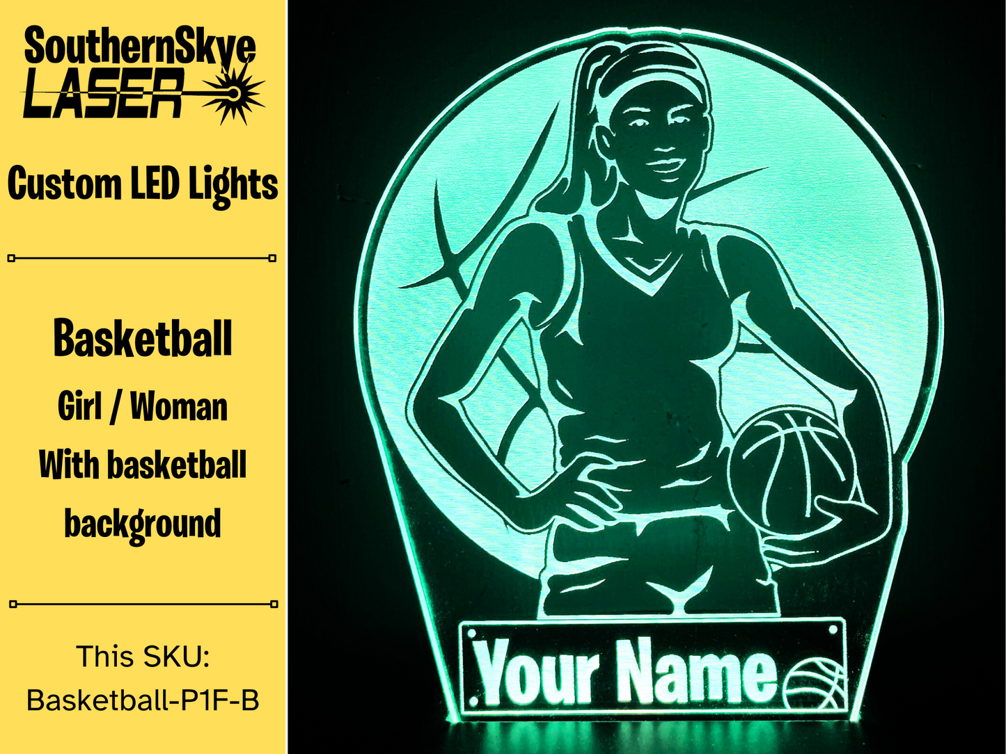 Basketball Girl Woman LED Light, Night Light, Desk Light Personalized Gift, Trophy, Award
