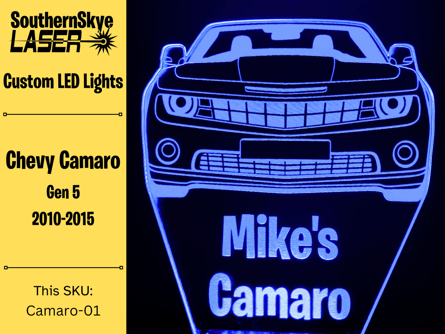 Chevy Camaro LED Light, Night Light, Desk Light, Personalized Gift, Car Show Trophy