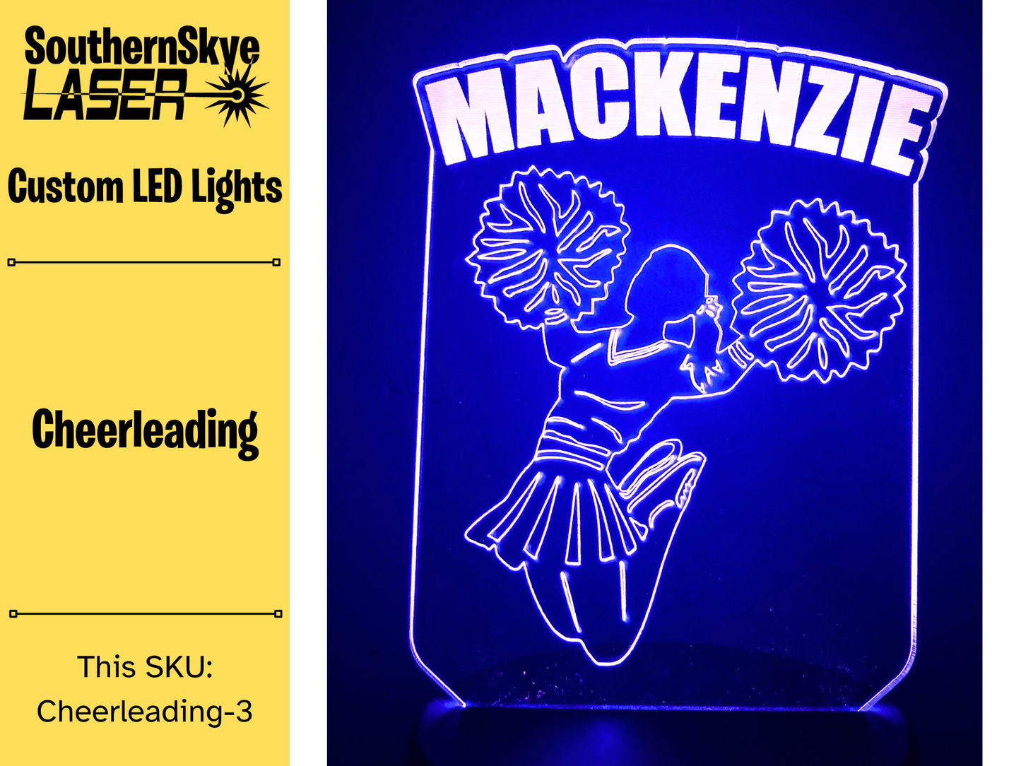 Cheerleader LED Light, Night Light, Desk Light Personalized Gift, Trophy, Award