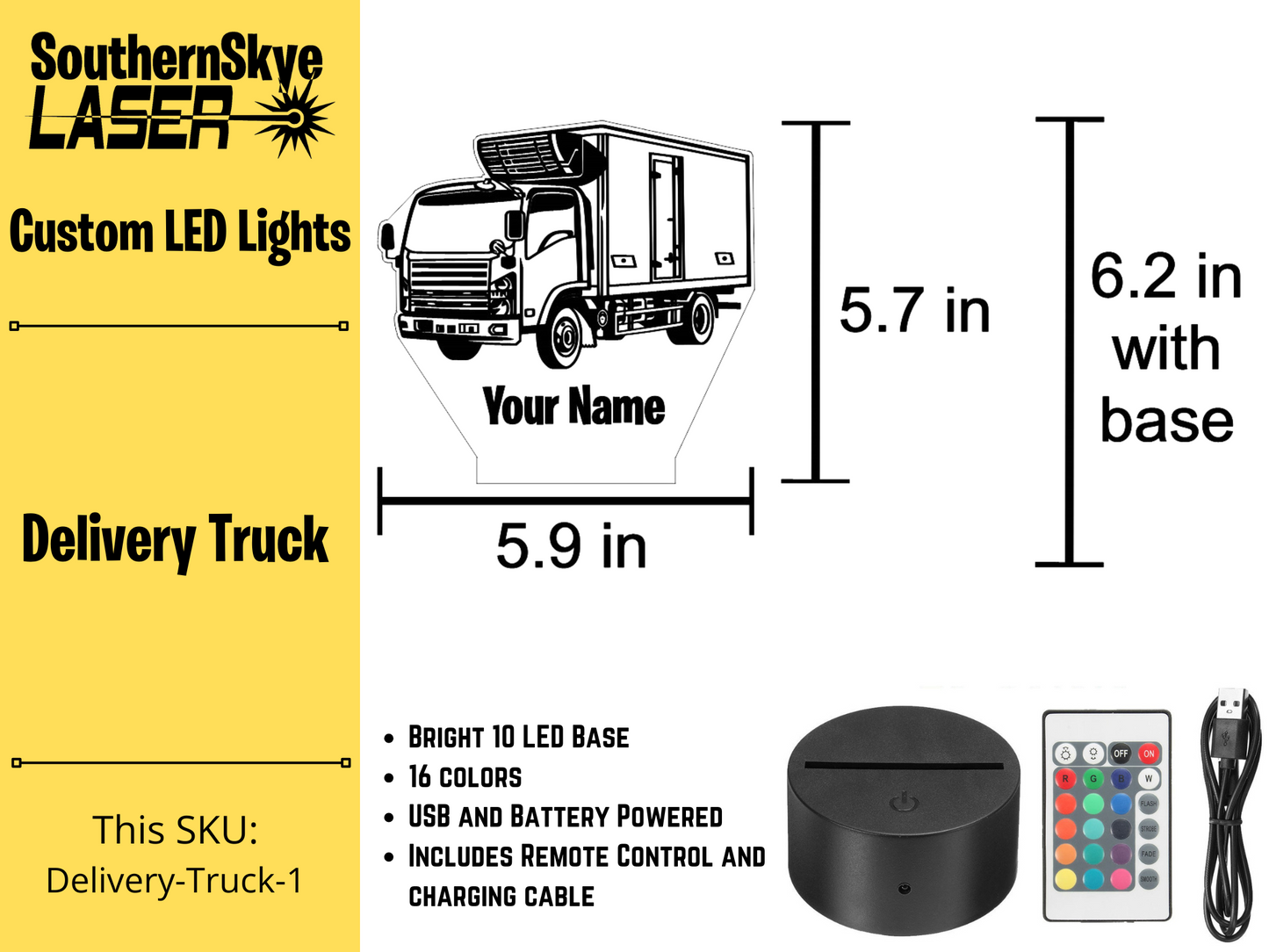 Delivery Truck LED Light, Night Light, Desk Light, Personalized Gift, Truck Driver Gift