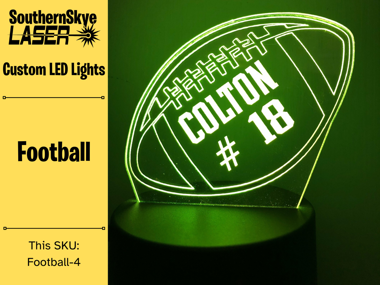 Football LED Light, Night Light, Personalized Gift, Trophy, Award
