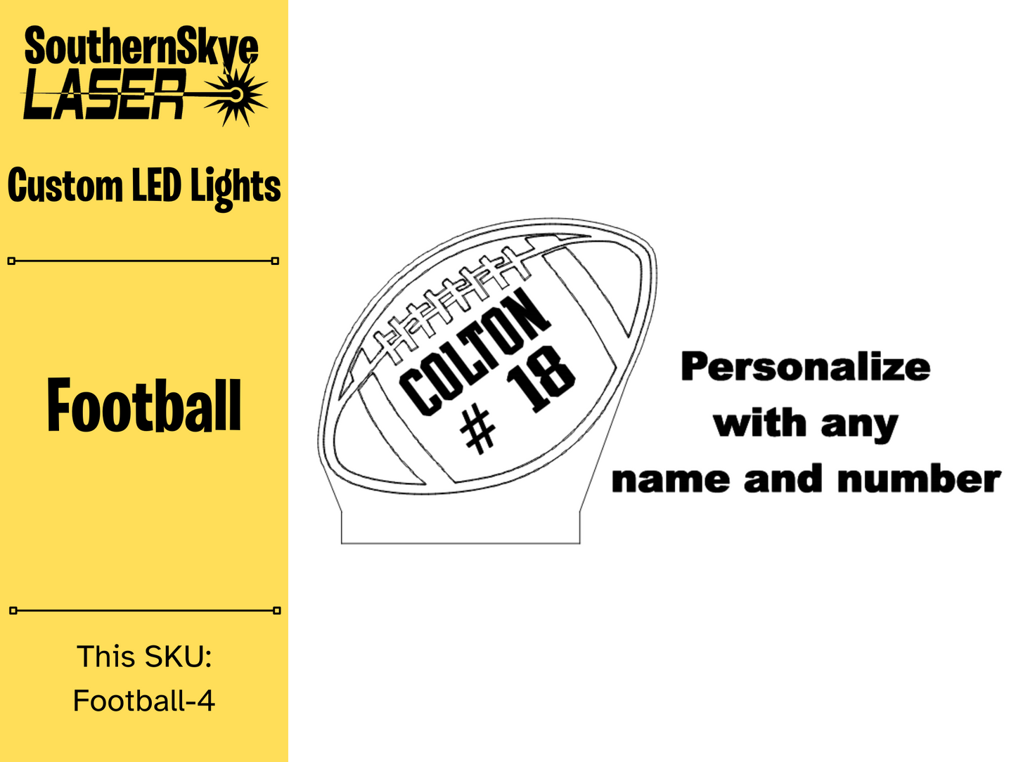 Football LED Light, Night Light, Personalized Gift, Trophy, Award