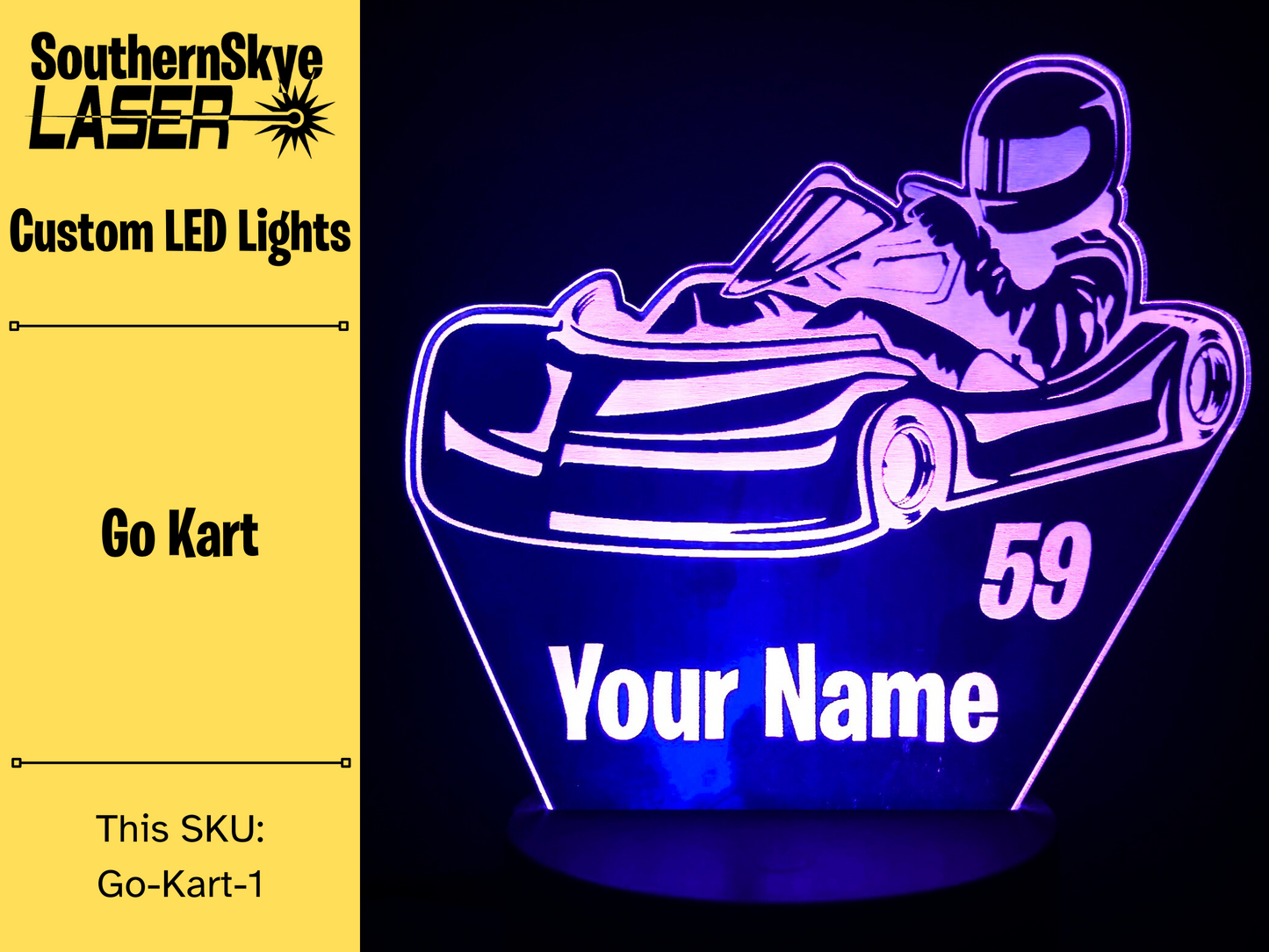 Go Kart, Racing LED Light, Night light, Desk Light, Personalized Gift, Trophy, Award