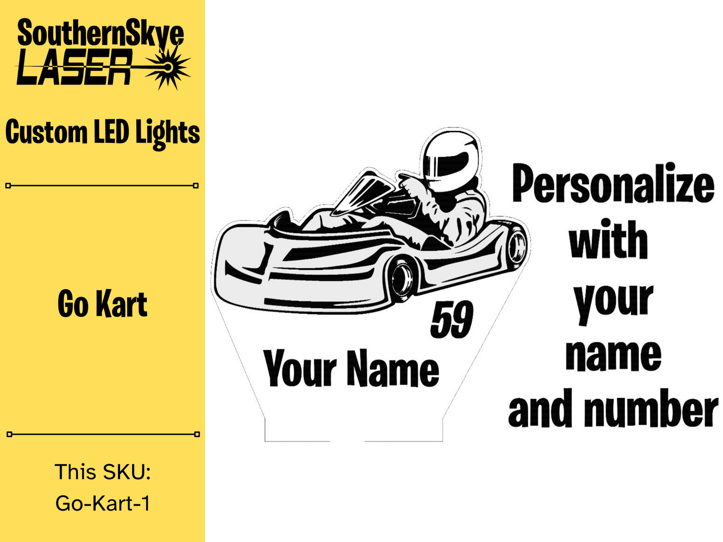 Go Kart, Racing LED Light, Night light, Desk Light, Personalized Gift, Trophy, Award