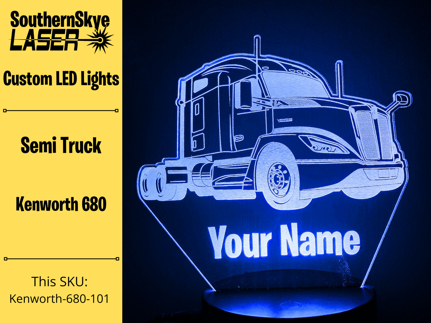 Semi Truck Kenworth LED Light, Night Light, Desk Light, Personalized Gift, Truck Driver Gift