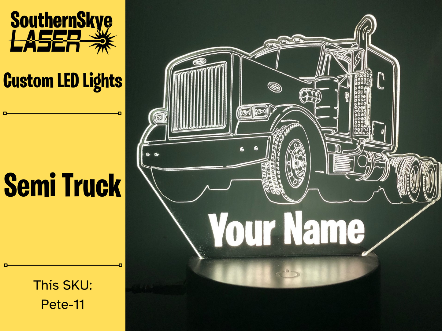 Peterbilt Semi-Truck LED Light, Night Light, Personalized Gift