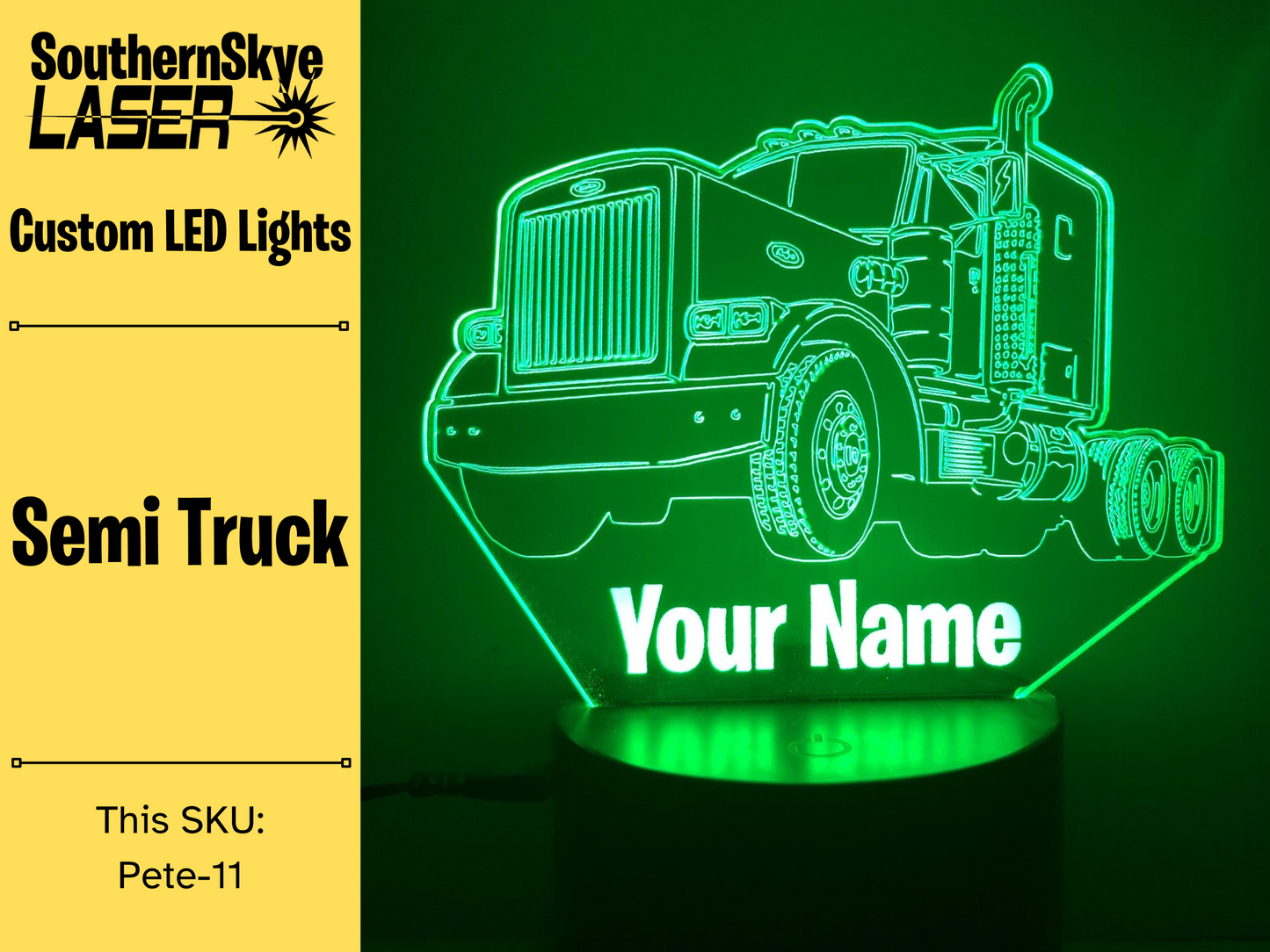Peterbilt Semi-Truck LED Light, Night Light, Personalized Gift