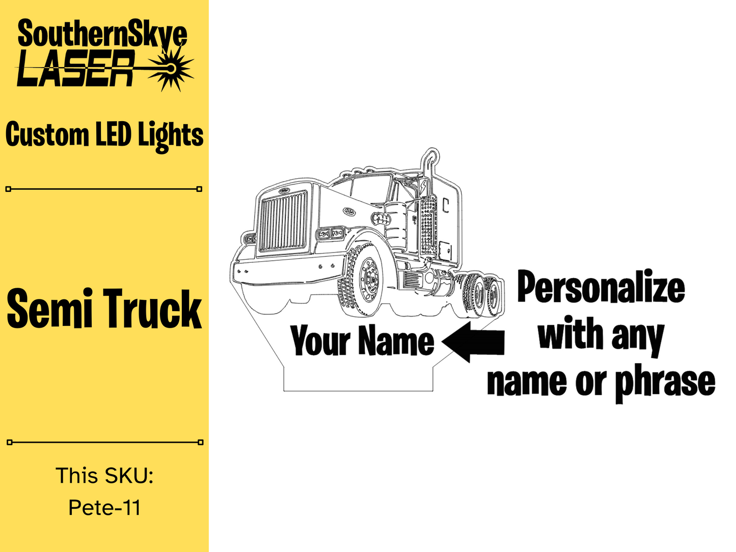 Peterbilt Semi-Truck LED Light, Night Light, Personalized Gift