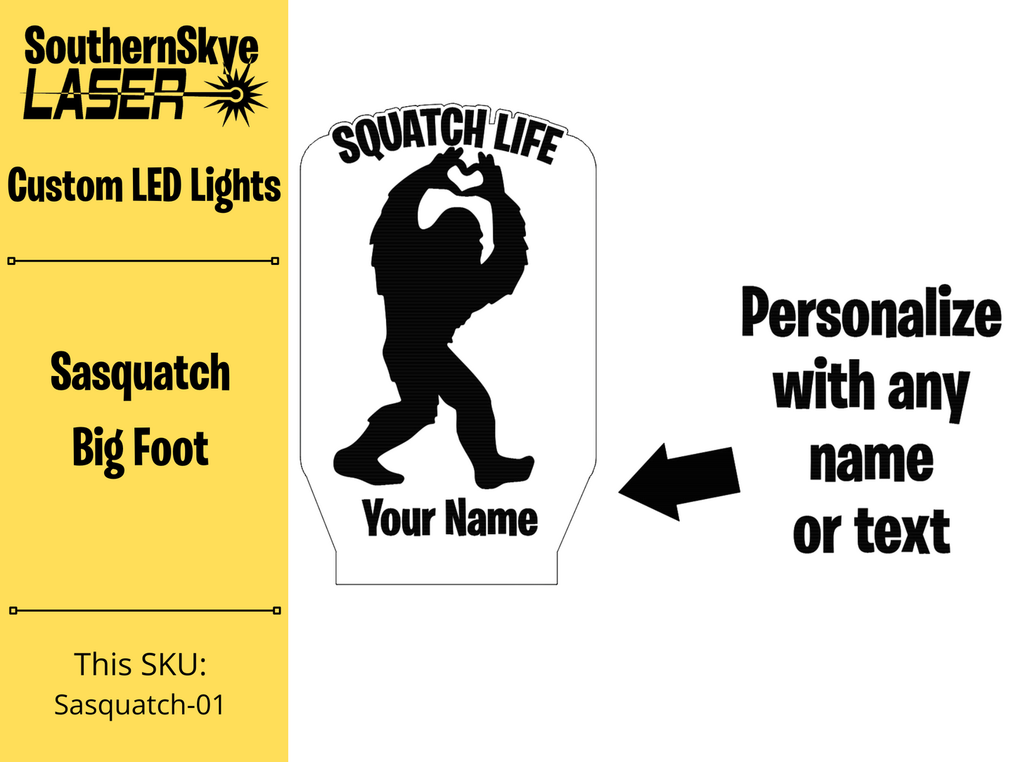 Sasquatch, Squatch Life, Big Foot LED Light, Night Light, Desk Light Personalized Gift