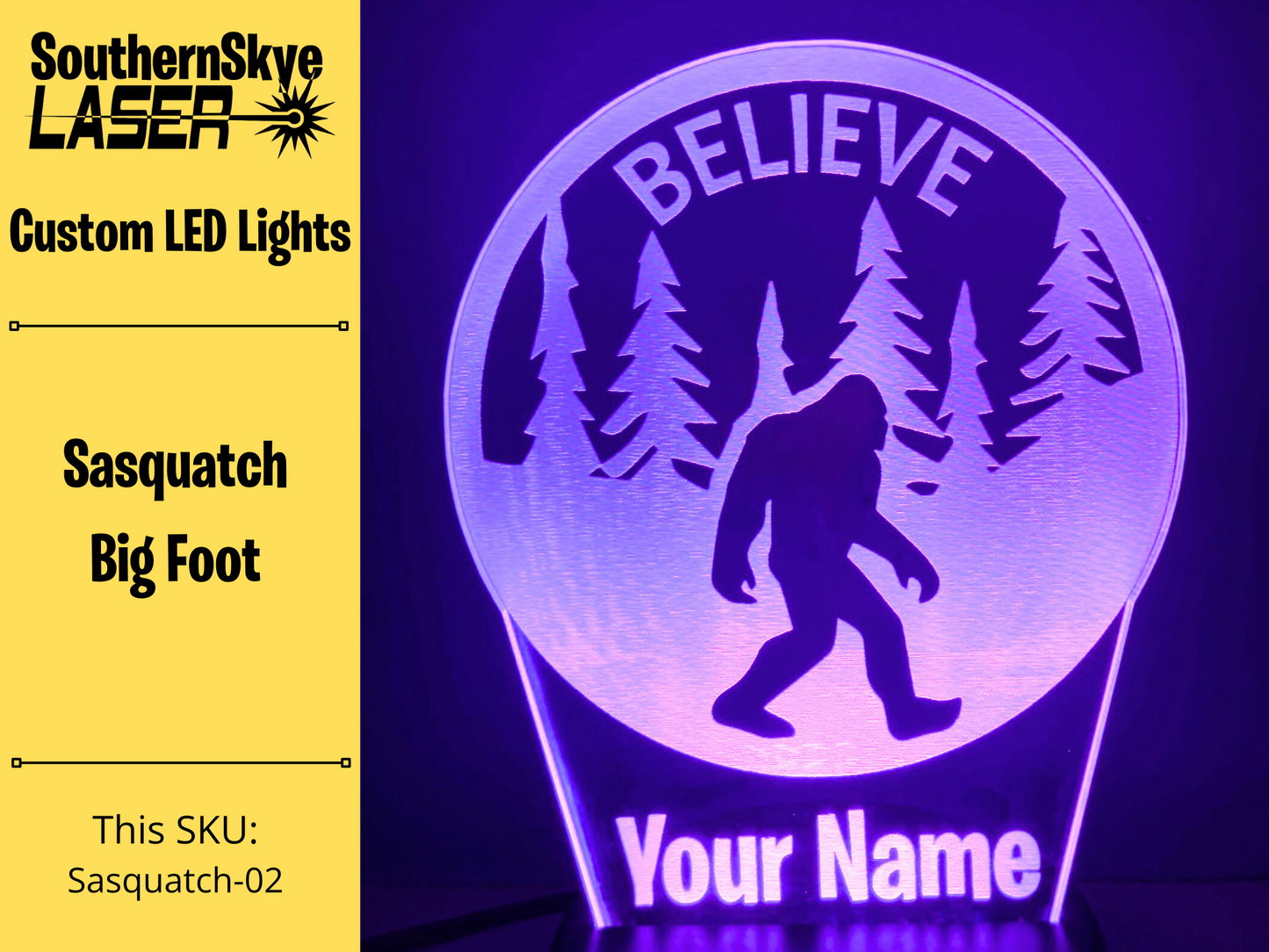 Sasquatch, Squatch Life, Big Foot LED Light, Night Light, Desk Light Personalized Gift