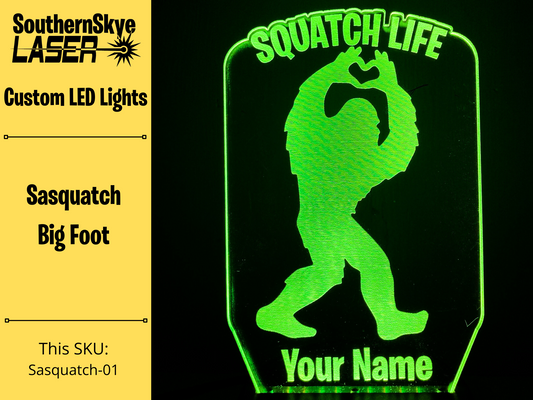Sasquatch, Squatch Life, Big Foot LED Light, Night Light, Desk Light Personalized Gift