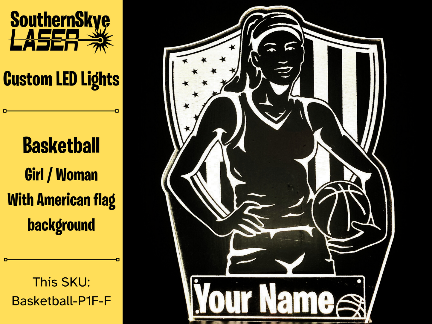 Basketball Girl Woman LED Light, Night Light, Desk Light Personalized Gift, Trophy, Award