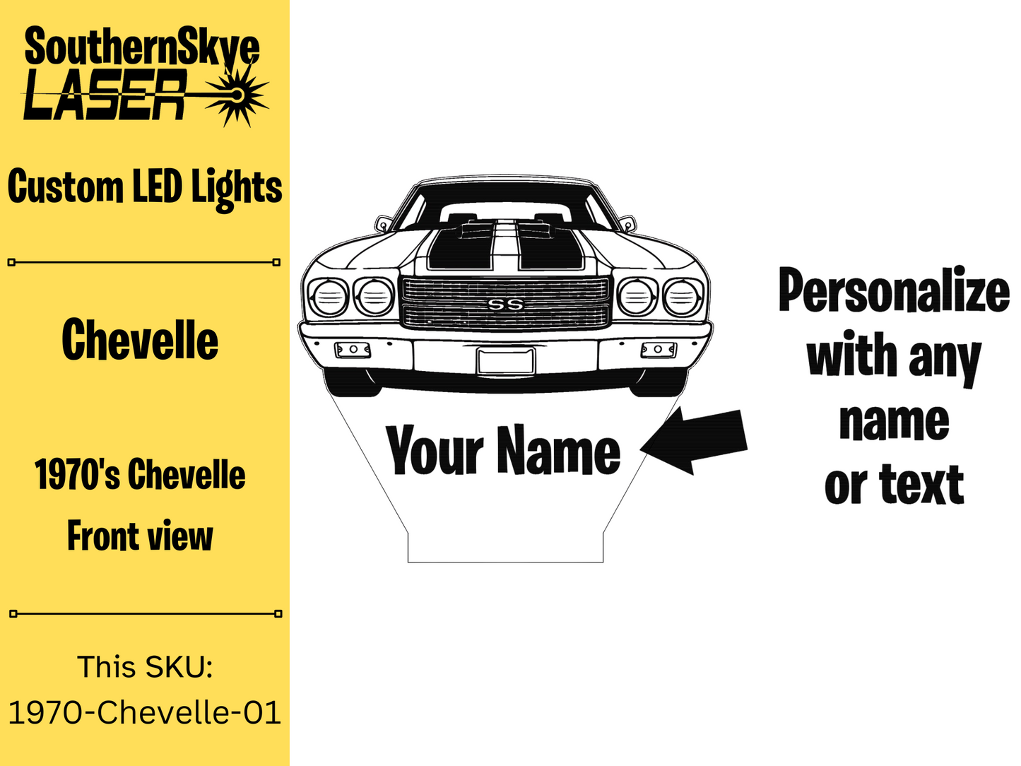 Chevy Chevelle LED Light, Night Light, Desk Light, Personalized Gift, Car Show Trophy