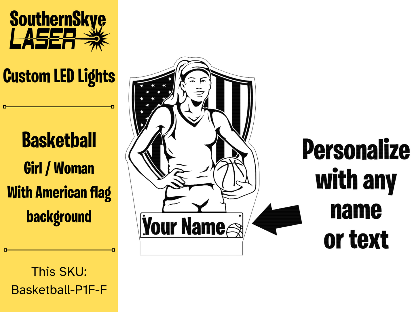 Basketball Girl Woman LED Light, Night Light, Desk Light Personalized Gift, Trophy, Award