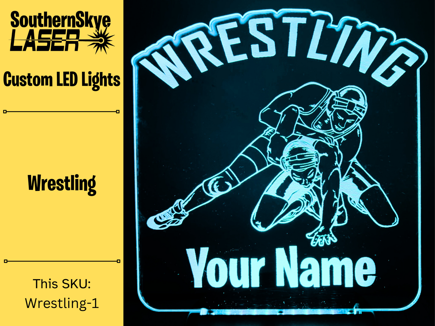Wrestling LED Light, Night Light, Personalized Gift, Trophy, Award