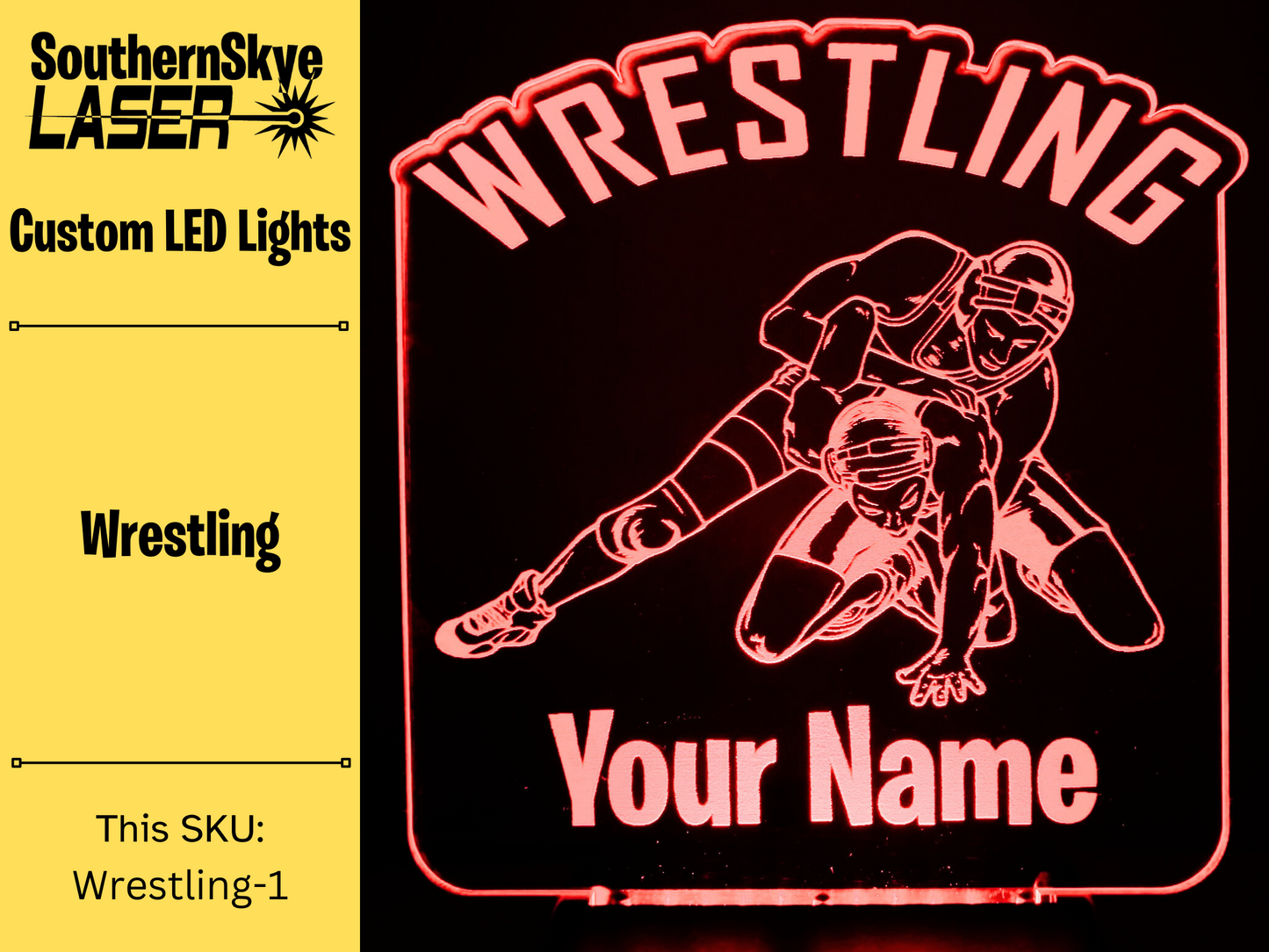 Wrestling LED Light, Night Light, Personalized Gift, Trophy, Award
