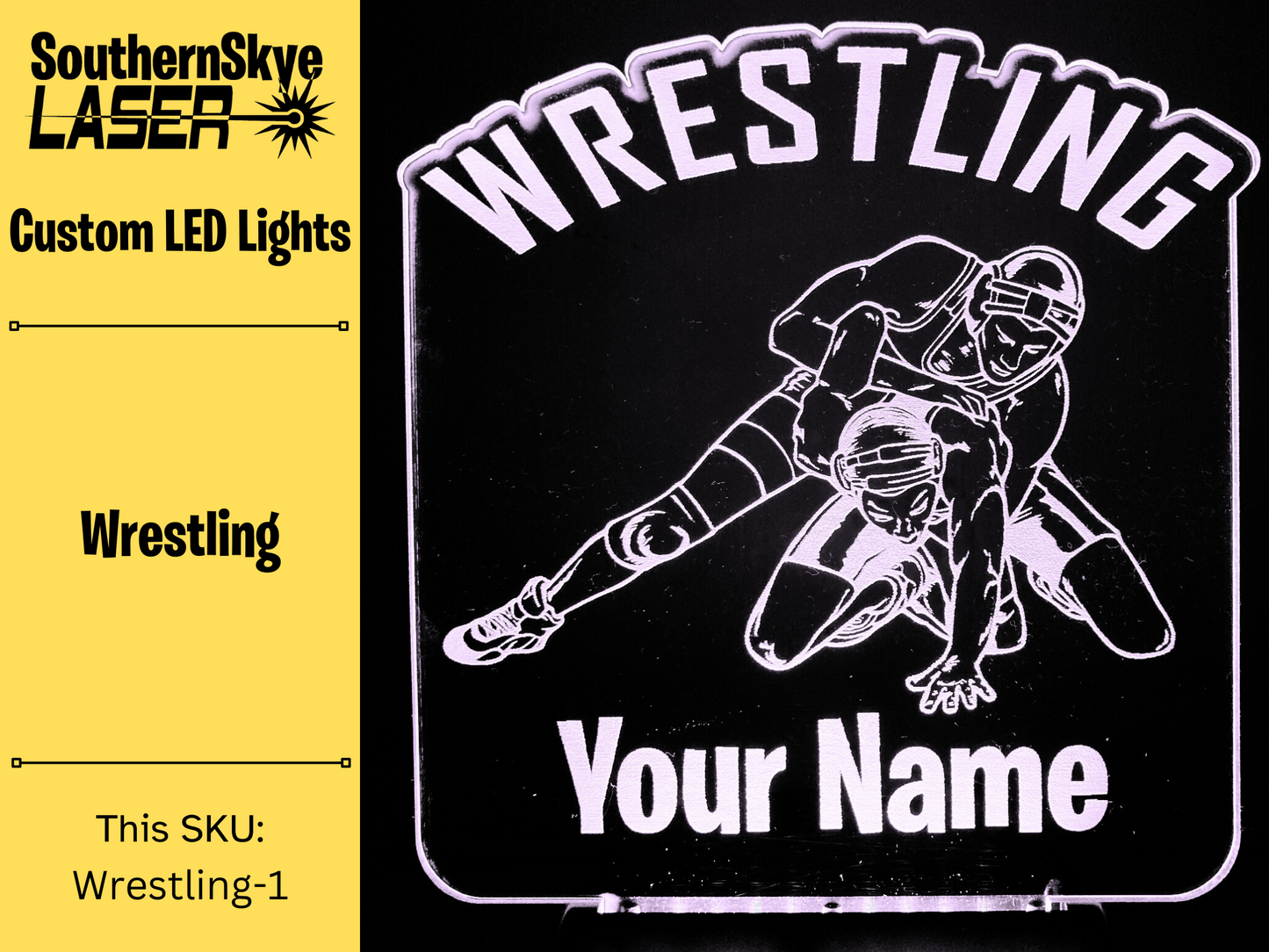 Wrestling LED Light, Night Light, Personalized Gift, Trophy, Award