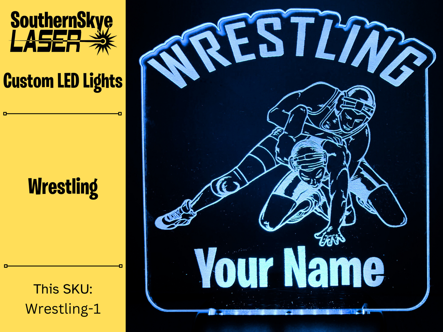 Wrestling LED Light, Night Light, Personalized Gift, Trophy, Award