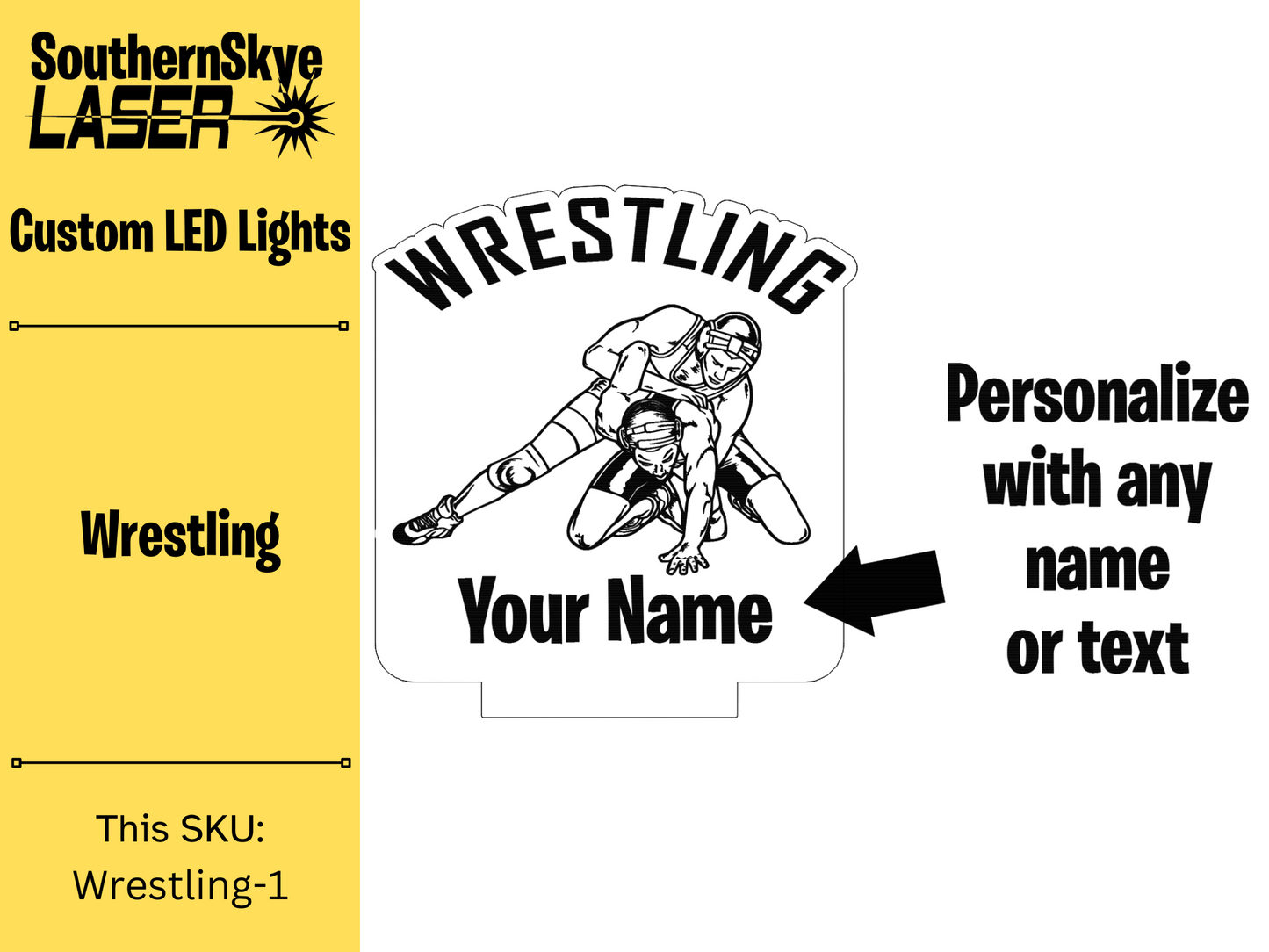 Wrestling LED Light, Night Light, Personalized Gift, Trophy, Award