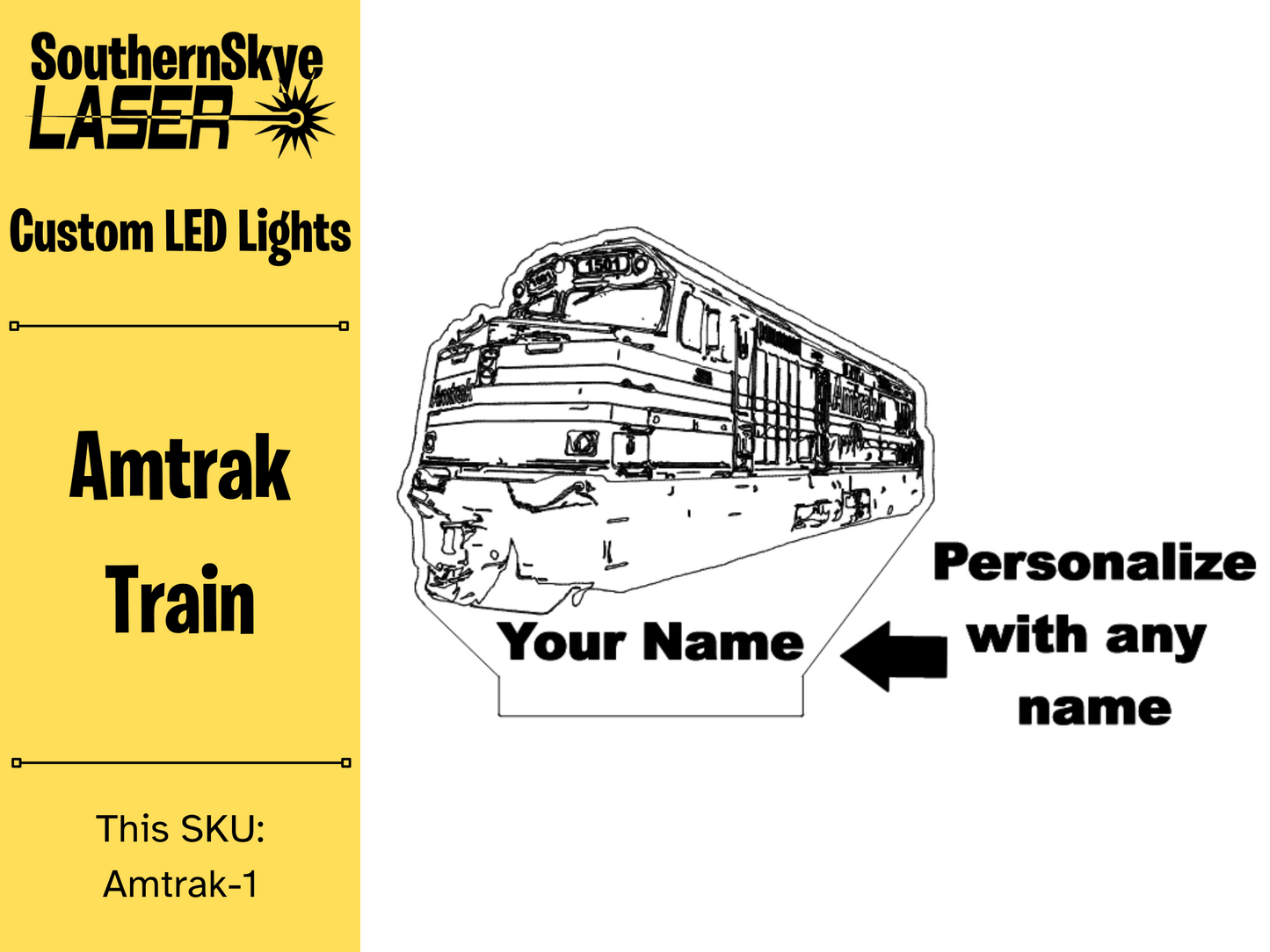 Amtrak Train LED Light, Night light, Personalized Gift