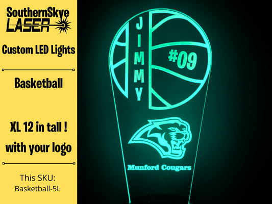 Basketball LED Light, Night Light, Desk Light Personalized Gift, Trophy, Award - XL 12 in tall