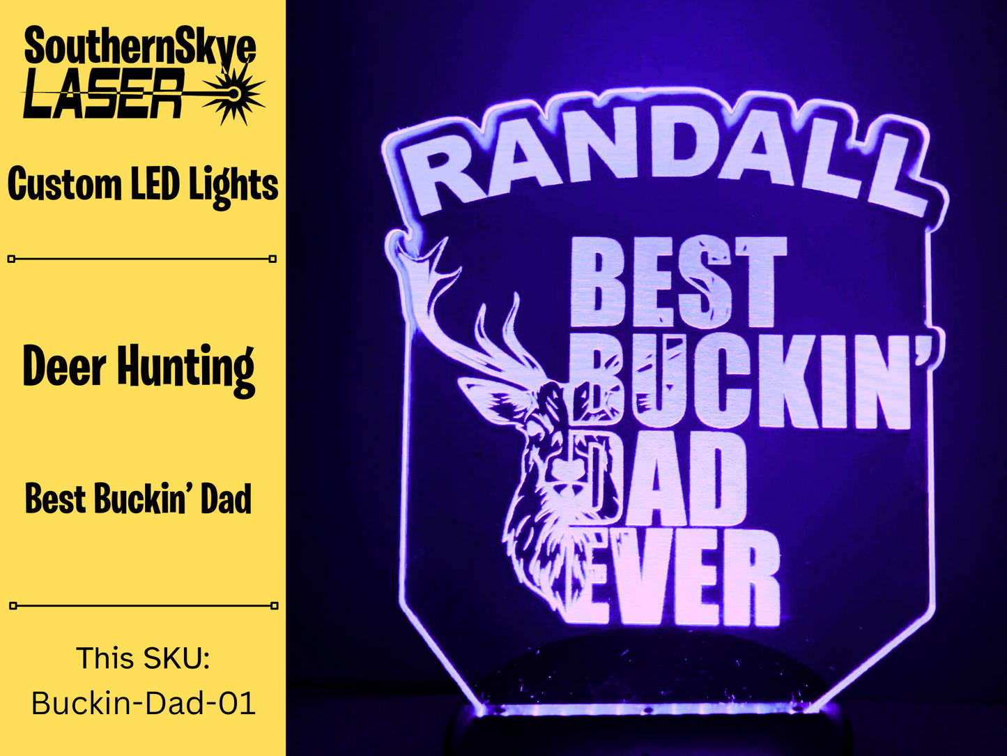 Deer hunting LED Light, Best Buckin' Dad, Night Light, Desk Light, Personalized Gift, Gift idea for Dad