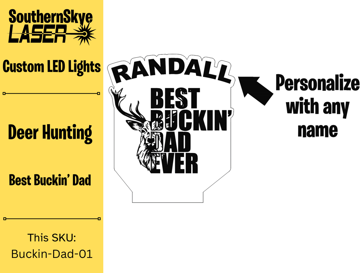 Deer hunting LED Light, Best Buckin' Dad, Night Light, Desk Light, Personalized Gift, Gift idea for Dad