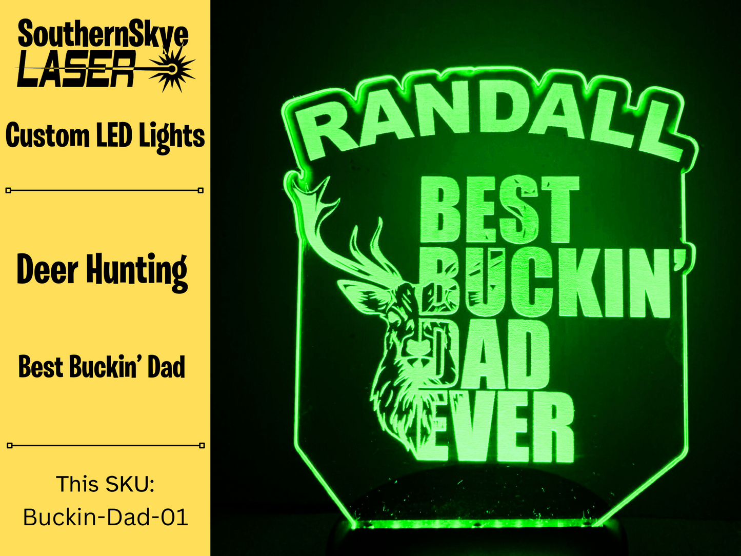 Deer hunting LED Light, Best Buckin' Dad, Night Light, Desk Light, Personalized Gift, Gift idea for Dad