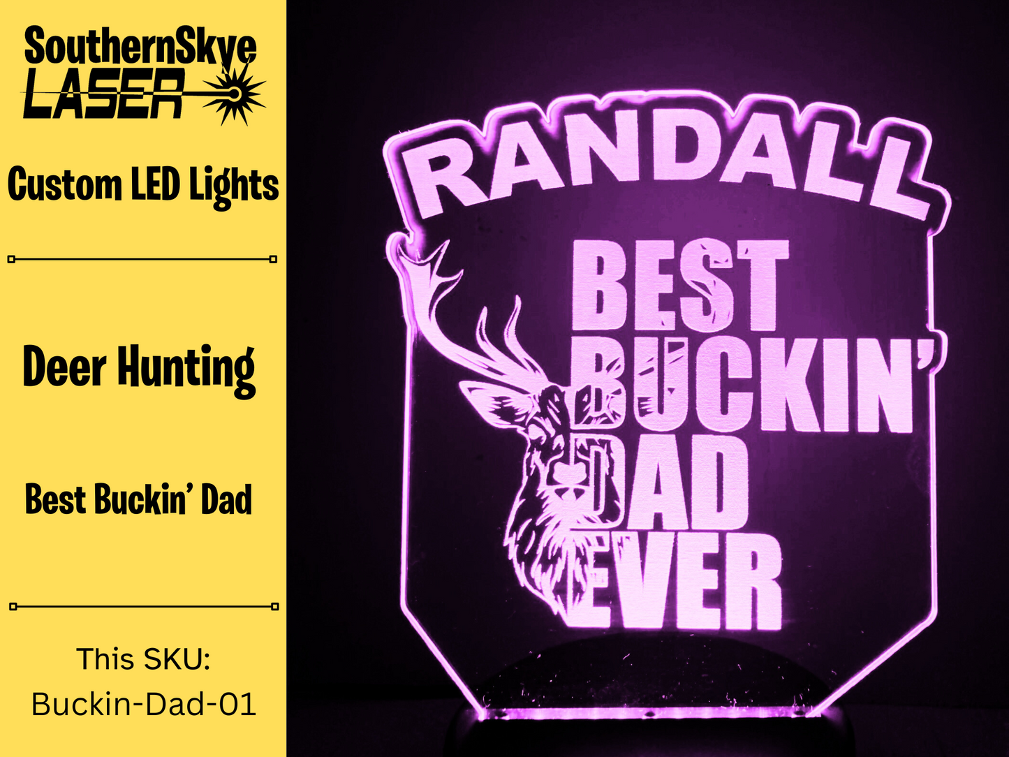 Deer hunting LED Light, Best Buckin' Dad, Night Light, Desk Light, Personalized Gift, Gift idea for Dad