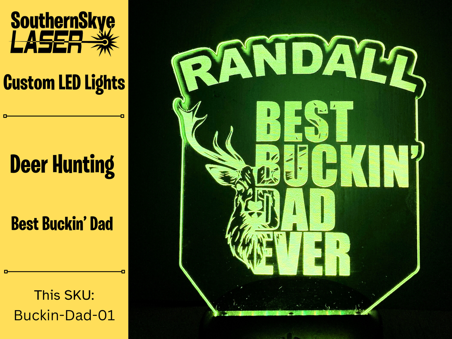 Deer hunting LED Light, Best Buckin' Dad, Night Light, Desk Light, Personalized Gift, Gift idea for Dad