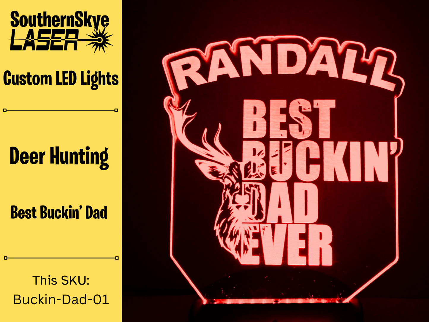 Deer hunting LED Light, Best Buckin' Dad, Night Light, Desk Light, Personalized Gift, Gift idea for Dad