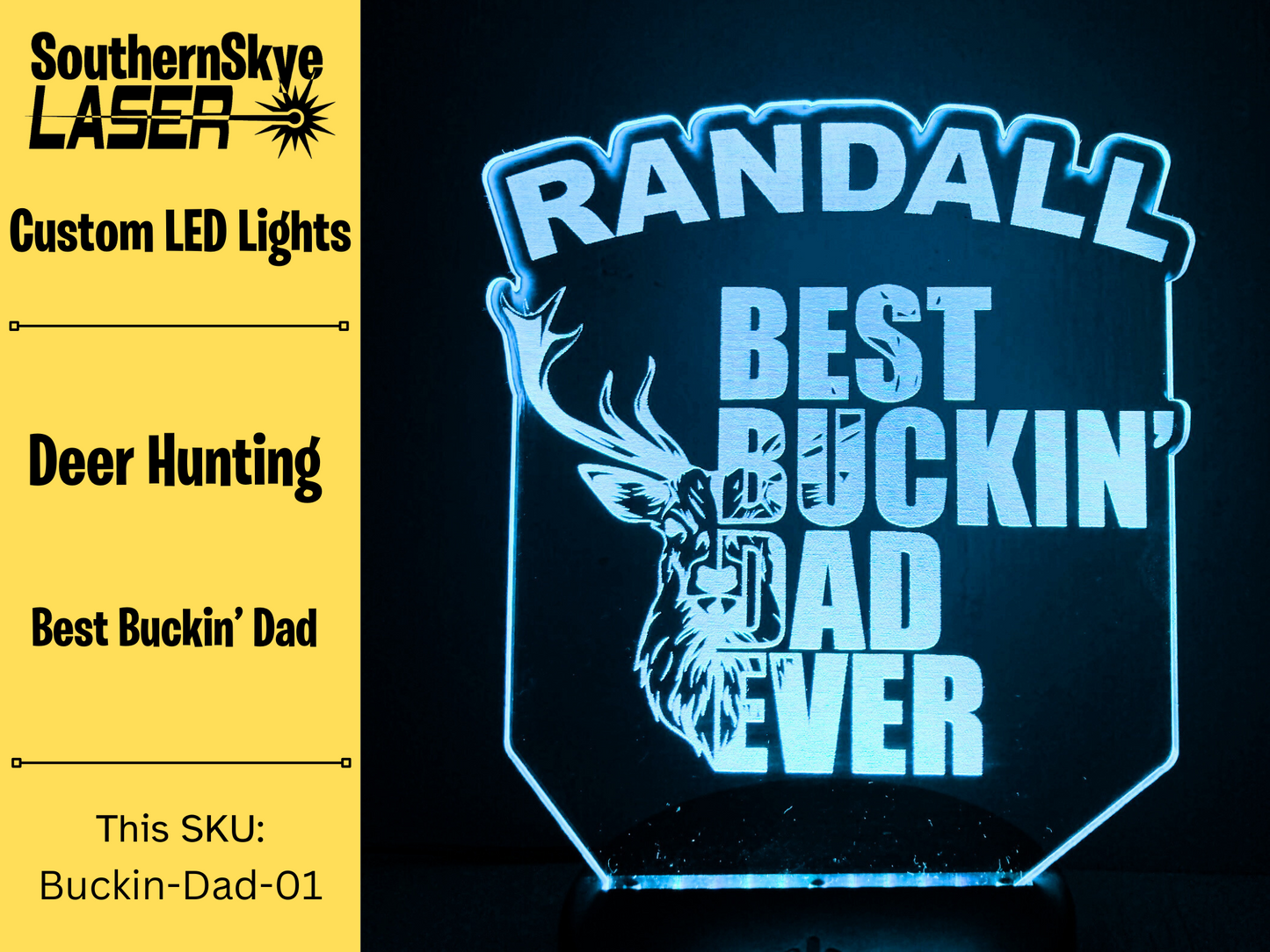 Deer hunting LED Light, Best Buckin' Dad, Night Light, Desk Light, Personalized Gift, Gift idea for Dad