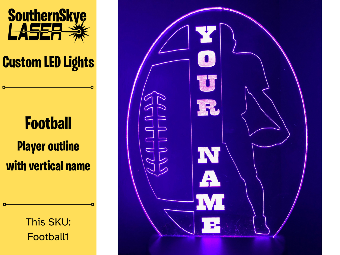 Football LED Light, Night light, Desk Light, Personalized Gift, Trophy, Award