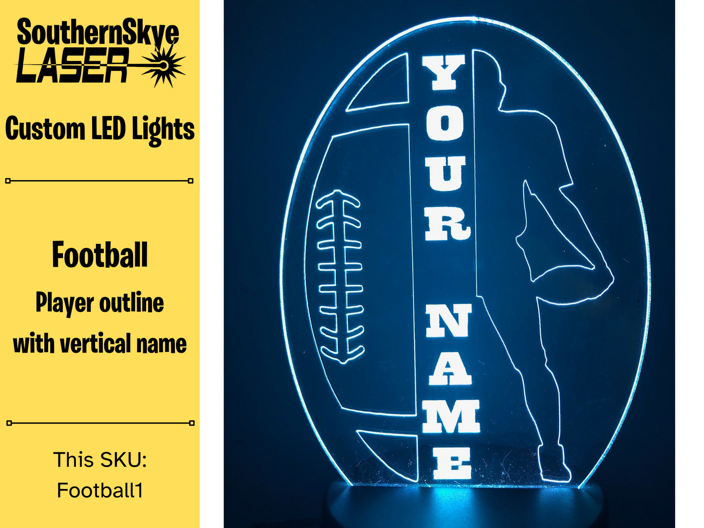 Football LED Light, Night light, Desk Light, Personalized Gift, Trophy, Award