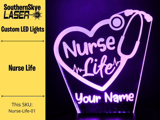 Nurse Life, LED Light, Night Light, Desk Light Personalized Gift