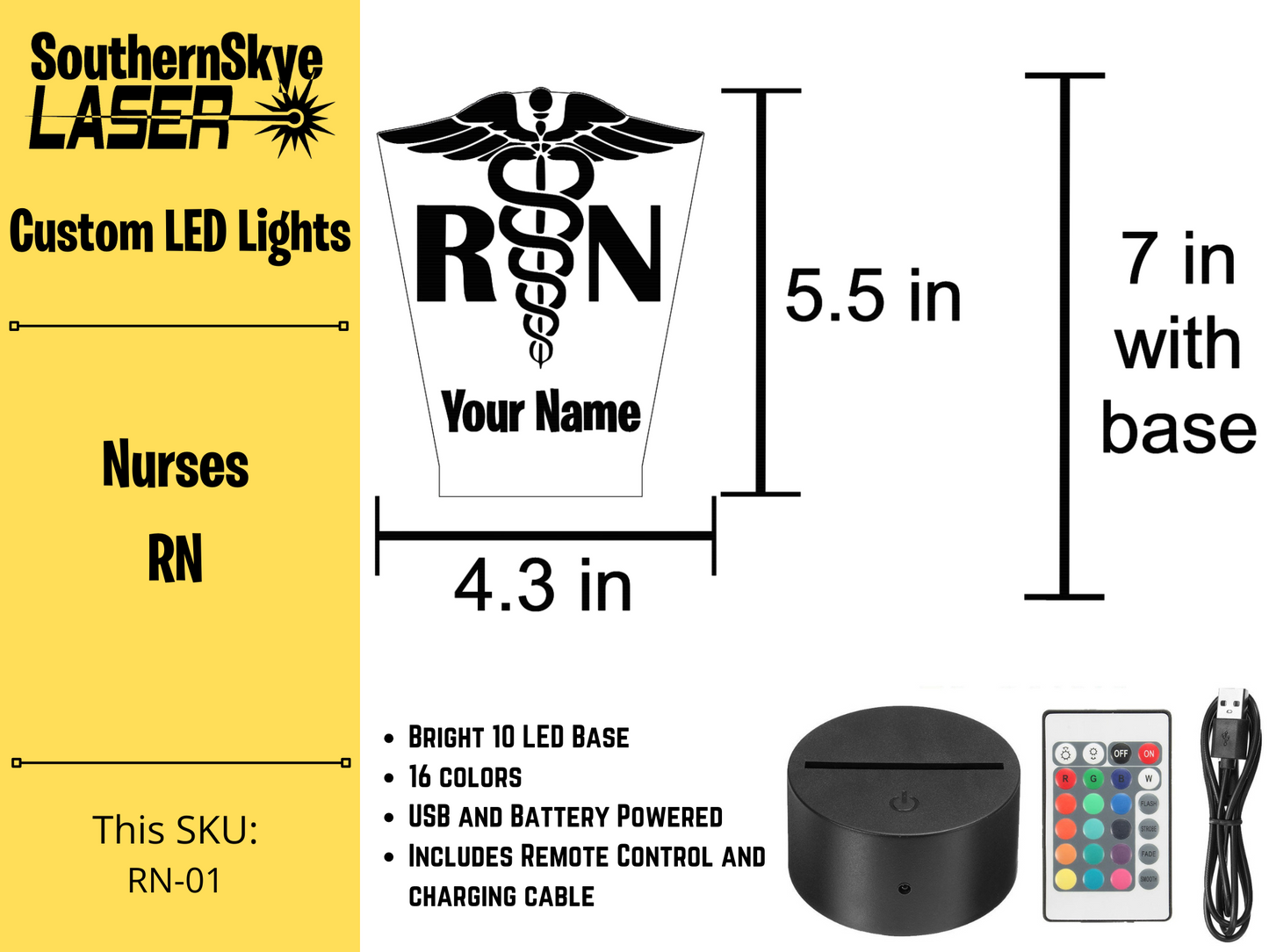 Registered Nurse, RN LED Light, Night Light, Desk Light Personalized Gift