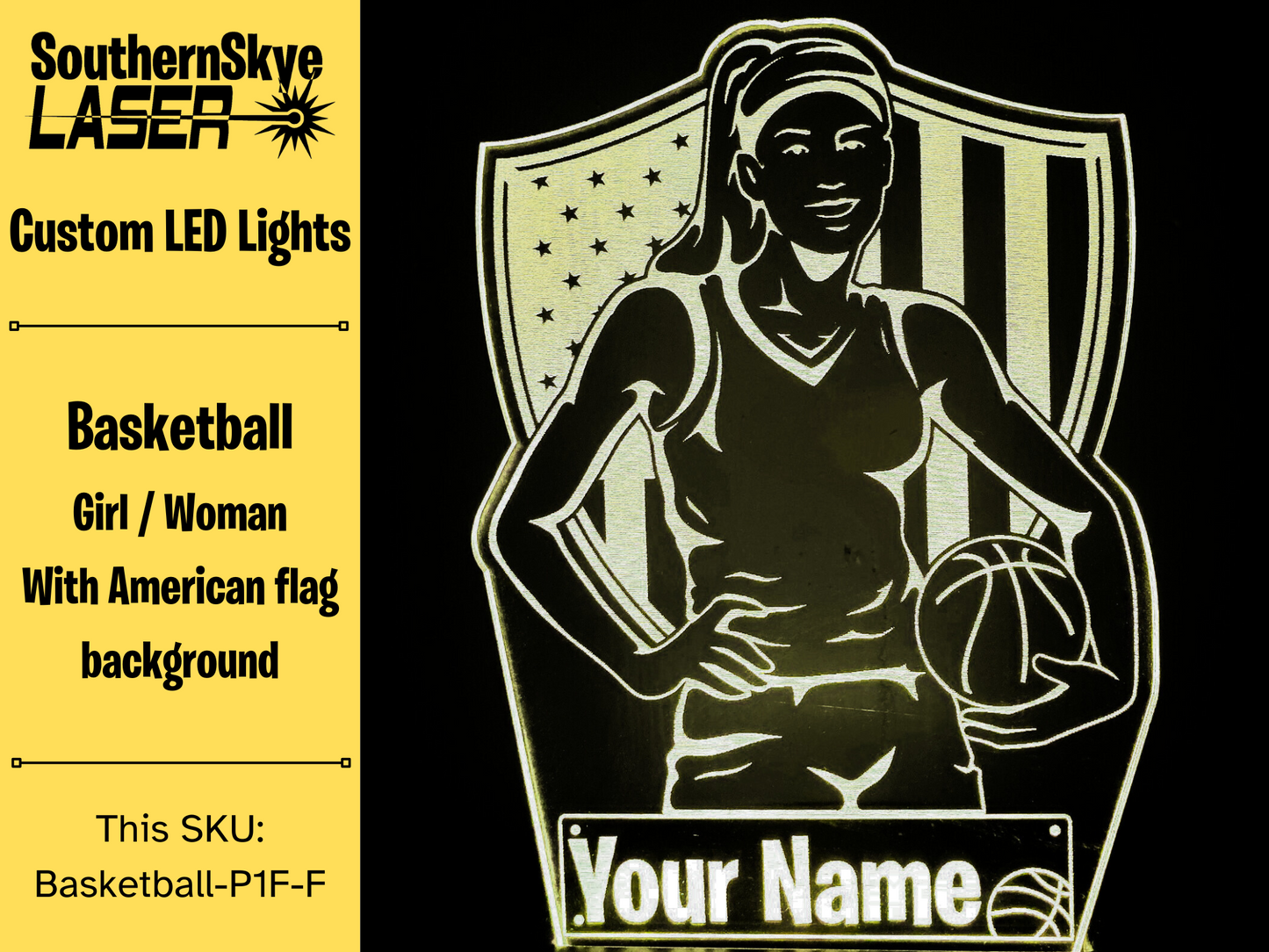 Basketball Girl Woman LED Light, Night Light, Desk Light Personalized Gift, Trophy, Award