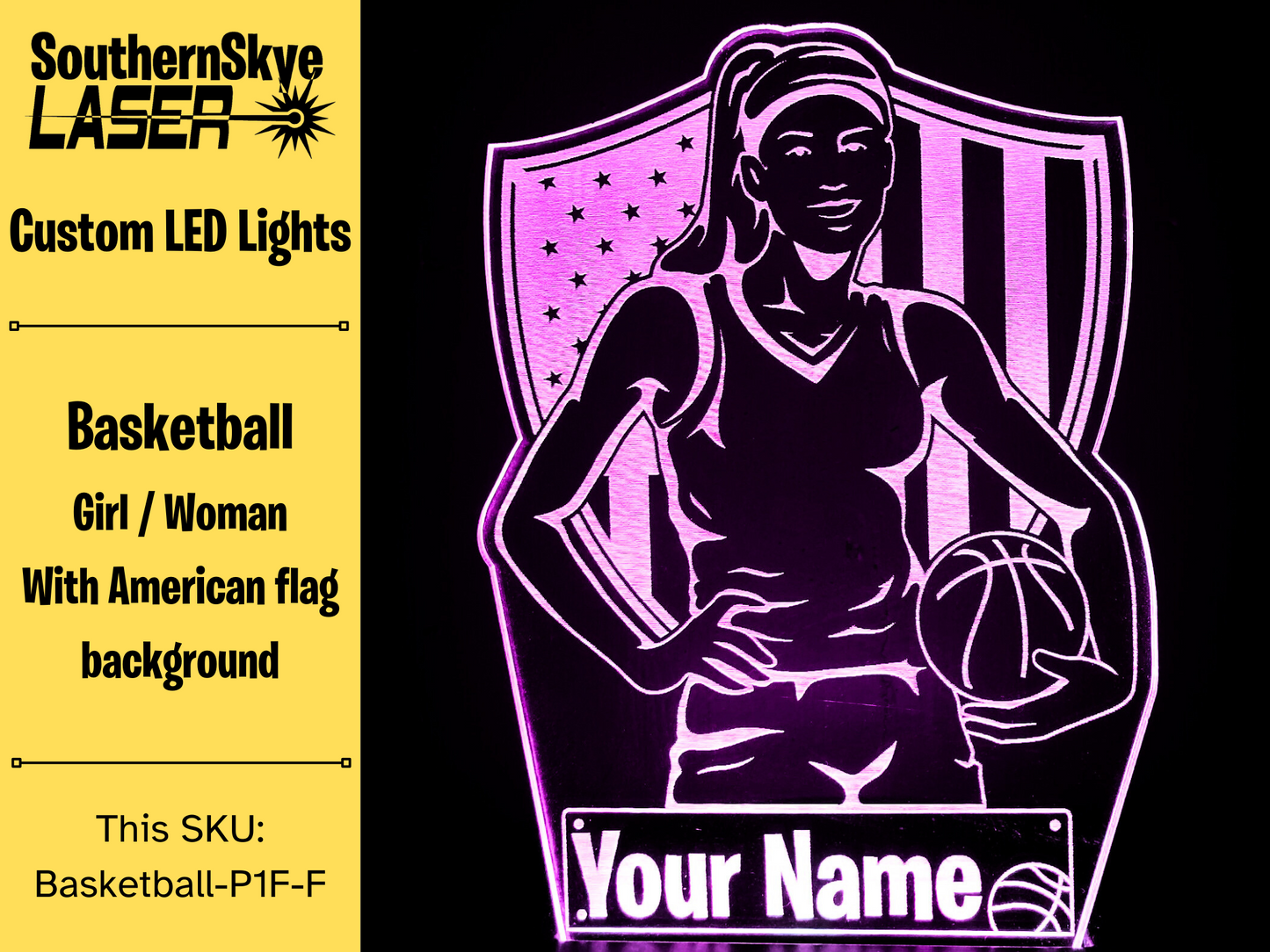 Basketball Girl Woman LED Light, Night Light, Desk Light Personalized Gift, Trophy, Award