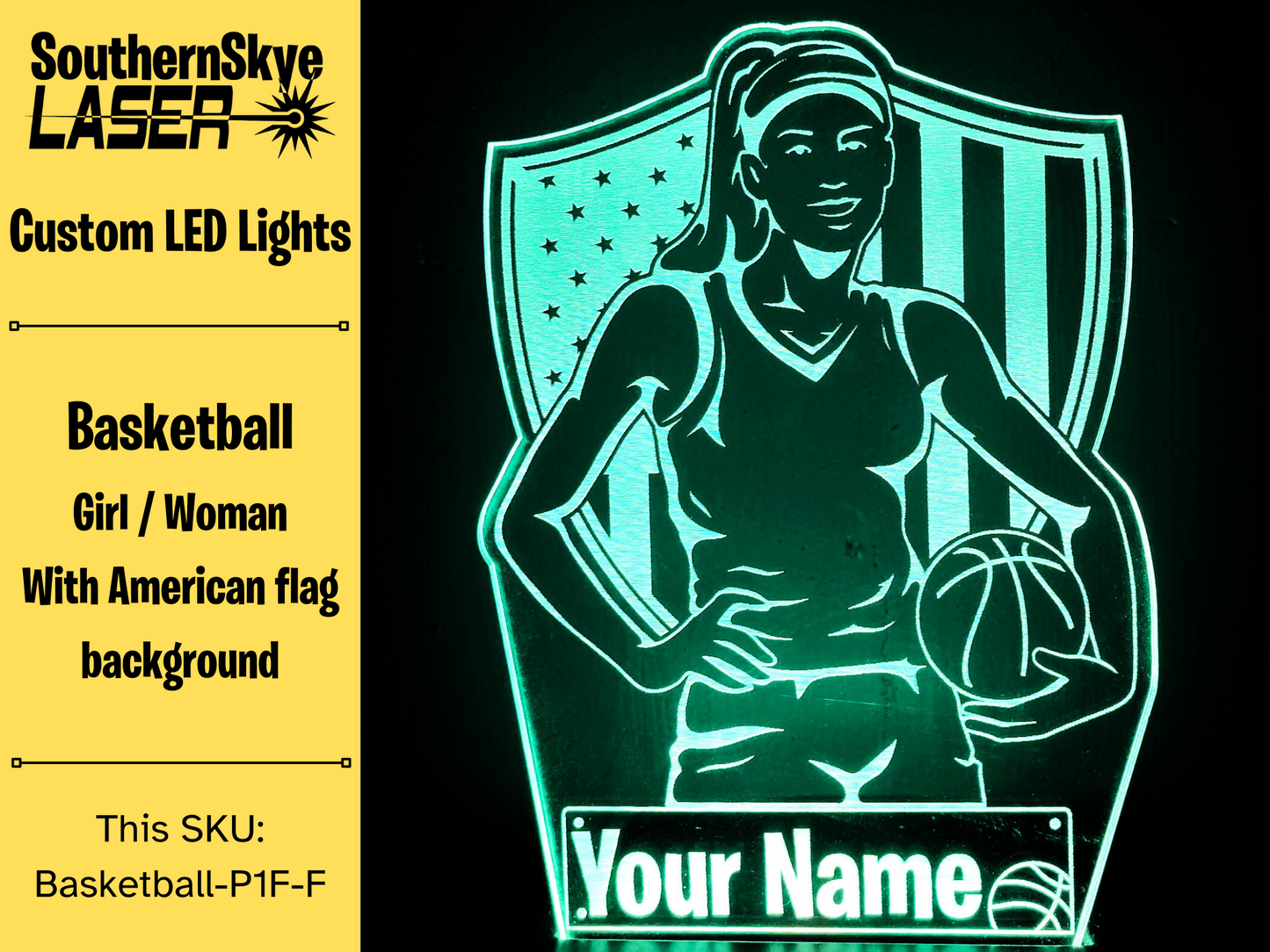 Basketball Girl Woman LED Light, Night Light, Desk Light Personalized Gift, Trophy, Award