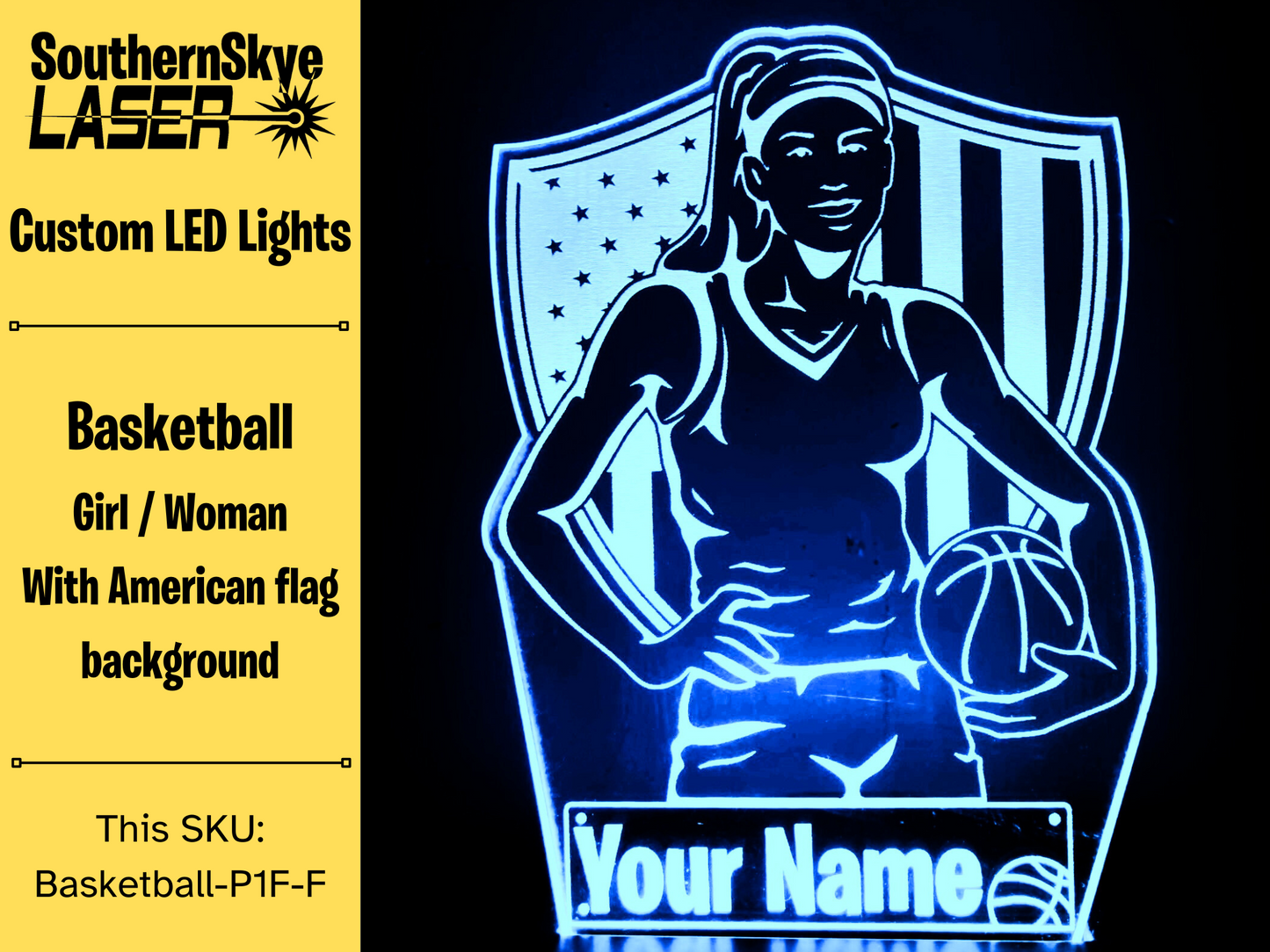 Basketball Girl Woman LED Light, Night Light, Desk Light Personalized Gift, Trophy, Award