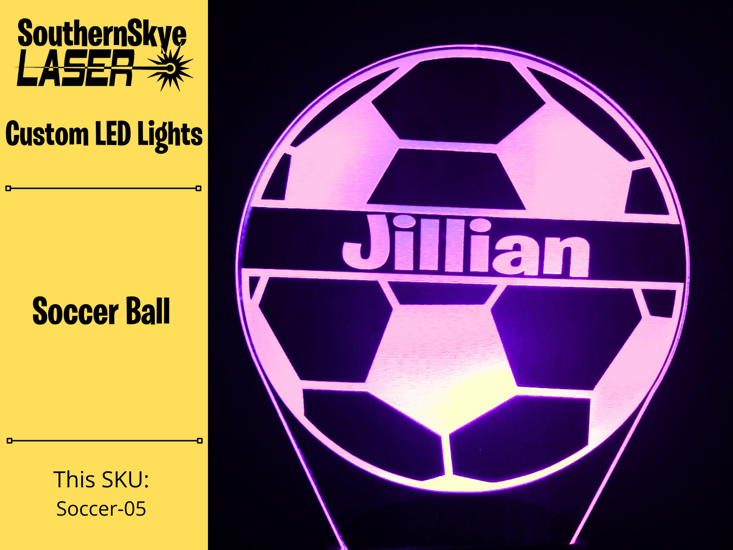 Soccer Ball LED Light, Night Light, Desk Light Personalized Gift, Trophy, Award