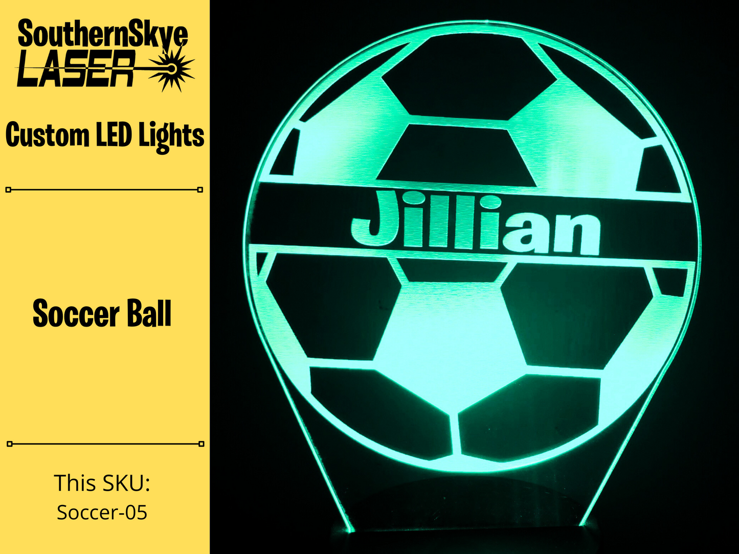 Soccer Ball LED Light, Night Light, Desk Light Personalized Gift, Trophy, Award