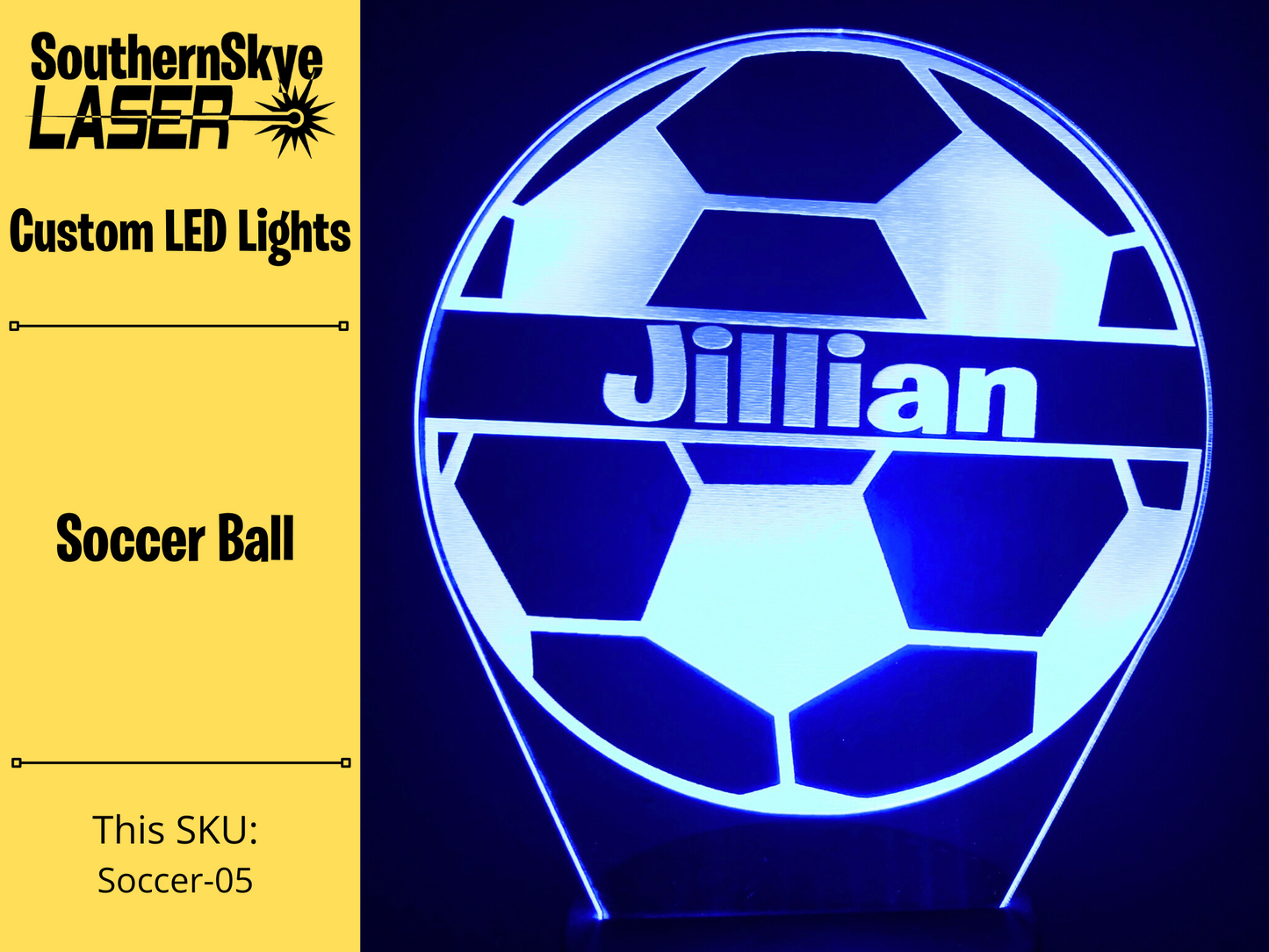 Soccer Ball LED Light, Night Light, Desk Light Personalized Gift, Trophy, Award