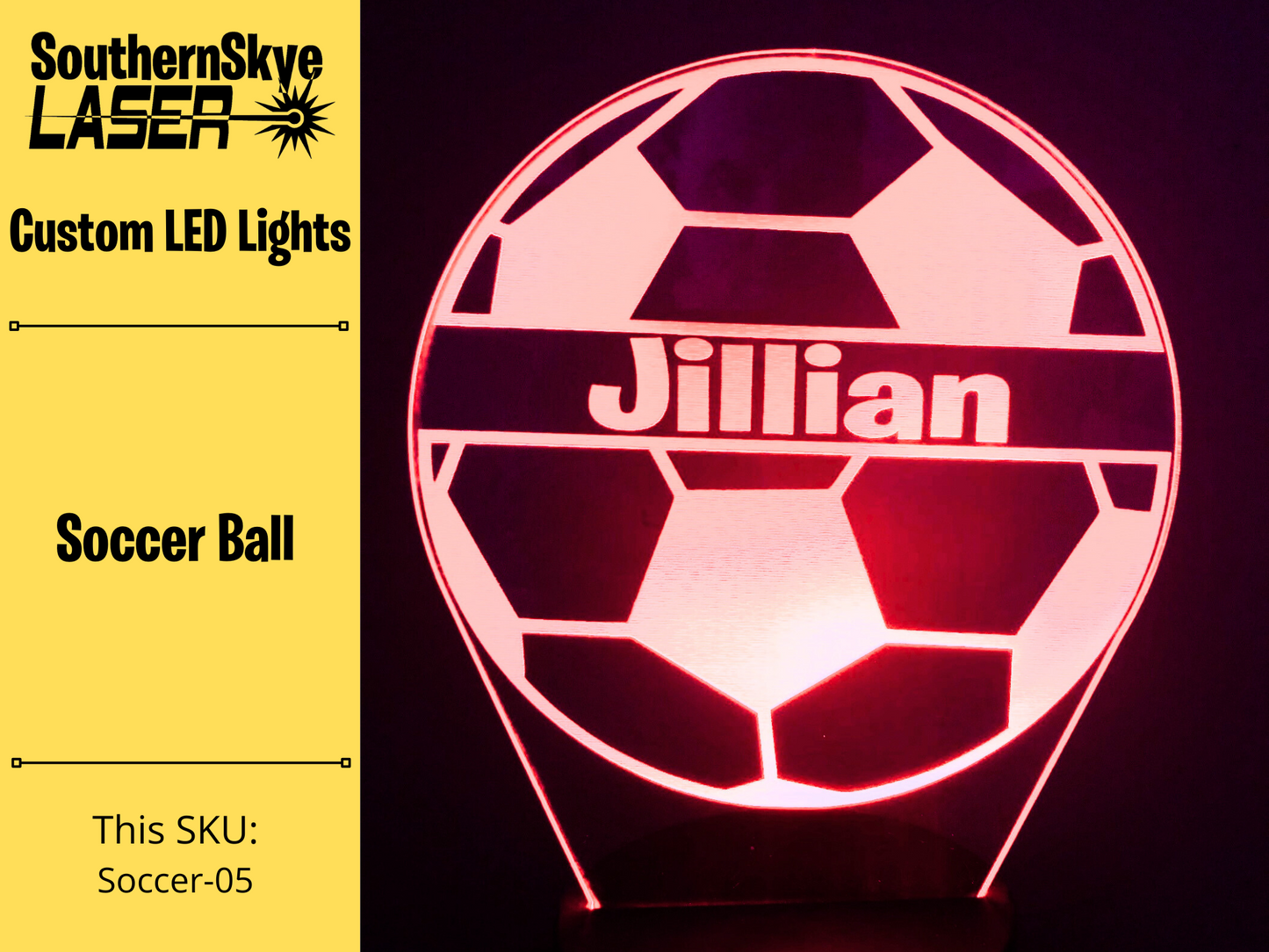 Soccer Ball LED Light, Night Light, Desk Light Personalized Gift, Trophy, Award