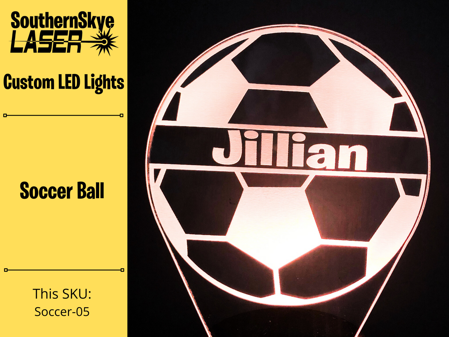 Soccer Ball LED Light, Night Light, Desk Light Personalized Gift, Trophy, Award