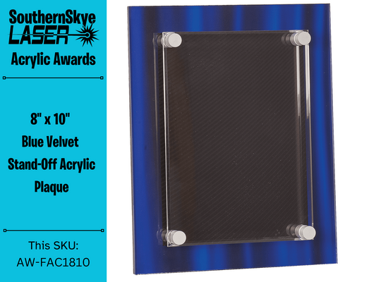 8" x 10" Blue Velvet Stand-Off Acrylic Plaque